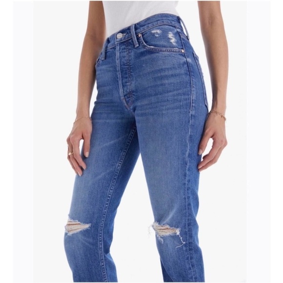 MOTHER Superior Blue The Tomcat Playing With Scissors Ankle Straight Jeans Sz 24 - Picture 2 of 16